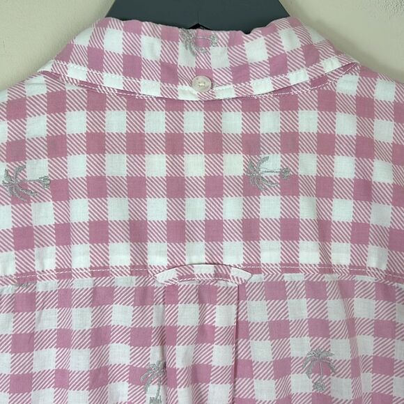 Reyn Spooner Checkered Palm Trees Hawaiian Button Down Shirt Mens Large - Picture 5 of 8